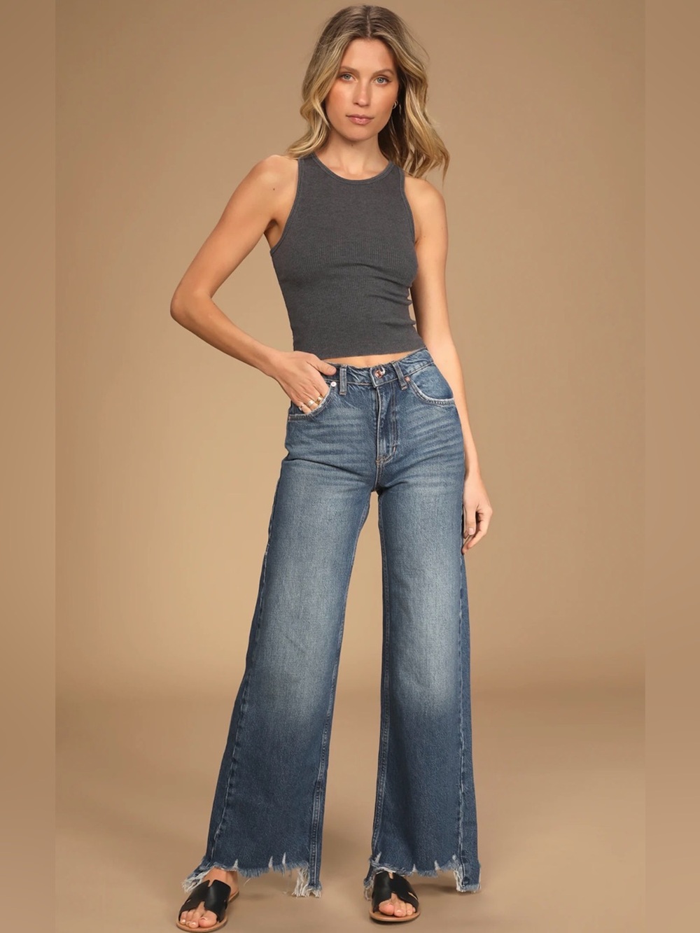 NEW We The Free Straight Up Baggy Jeans Raw Hem High Waist Size 28